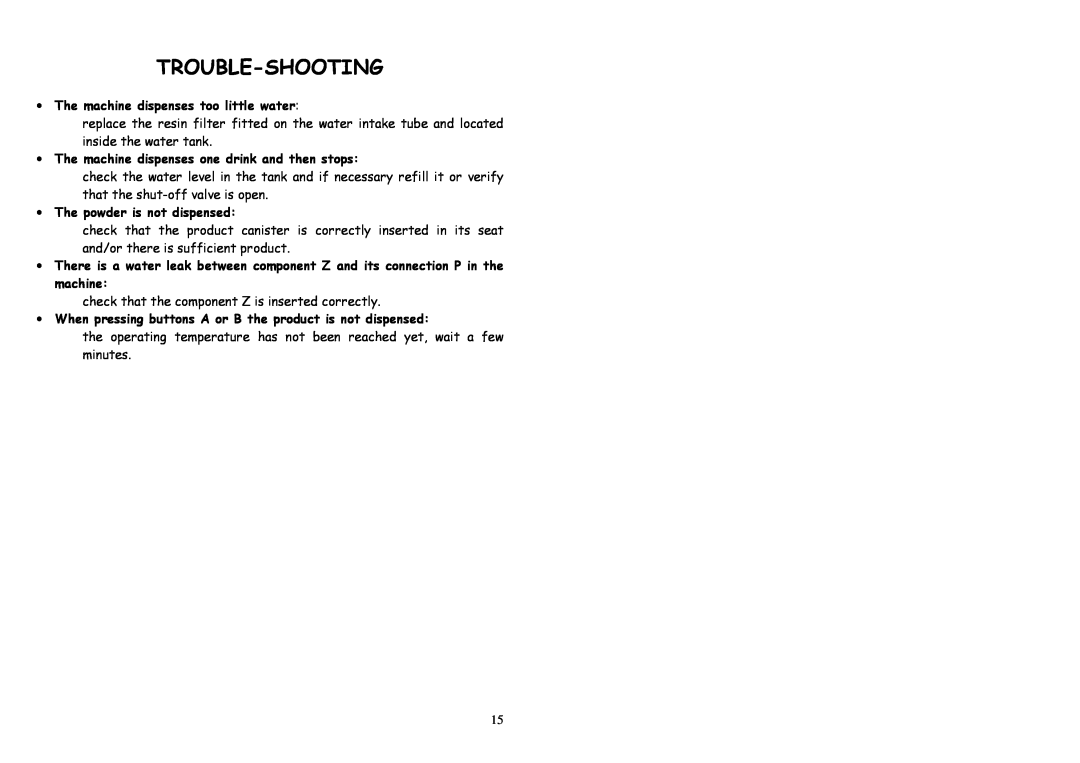 La Pavoni P06, P03, P09 manual Trouble-Shooting 