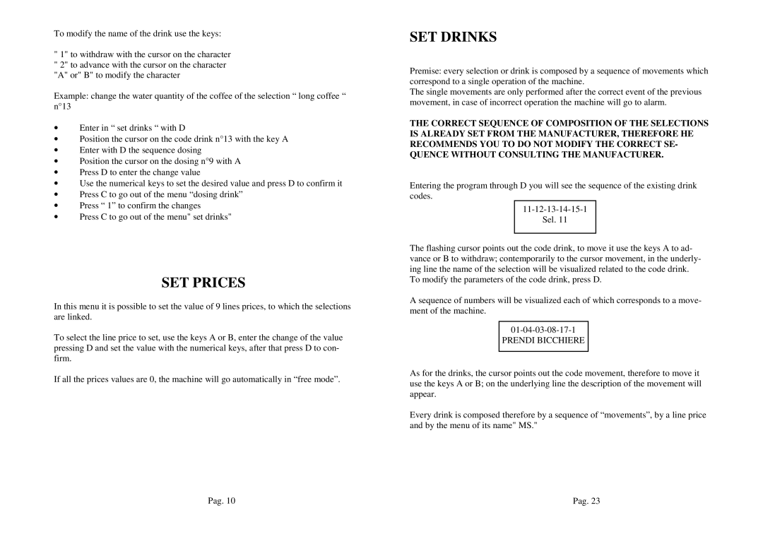 La Pavoni P300 manual SET Prices, Prendi Bicchiere 