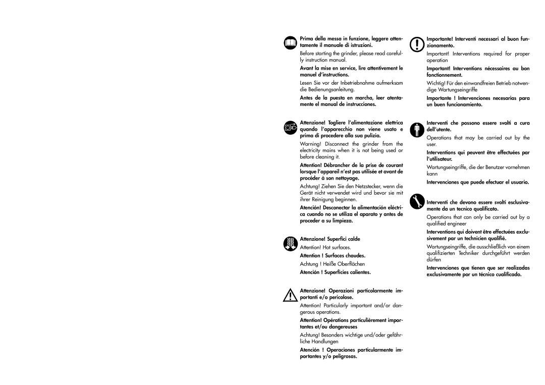 La Pavoni PA-JVD manual Important! Interventions nécessaires au bon fonctionnement 