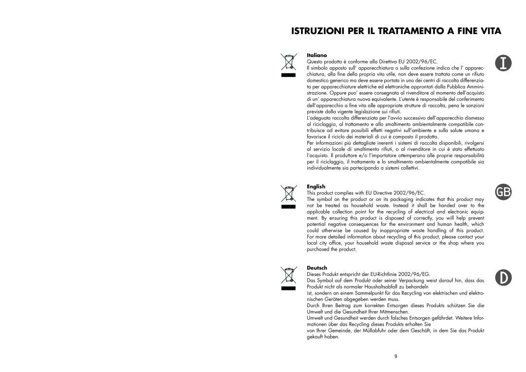 La Pavoni PA-JVD manual Istruzioni Per Il Trattamento A Fine Vita 