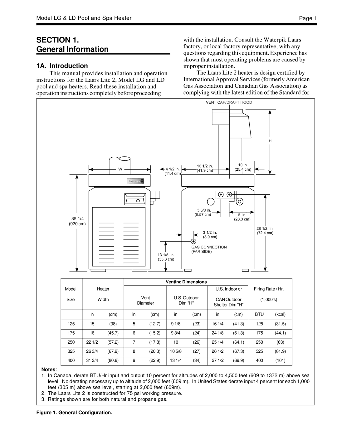 Laarsen Associates LG, LD operation manual Section, 1A. Introduction 