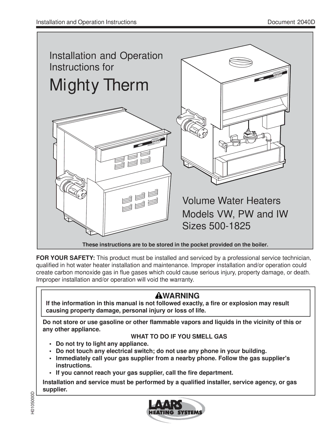 Laarsen Associates IW, PW, VW warranty Mighty Therm 