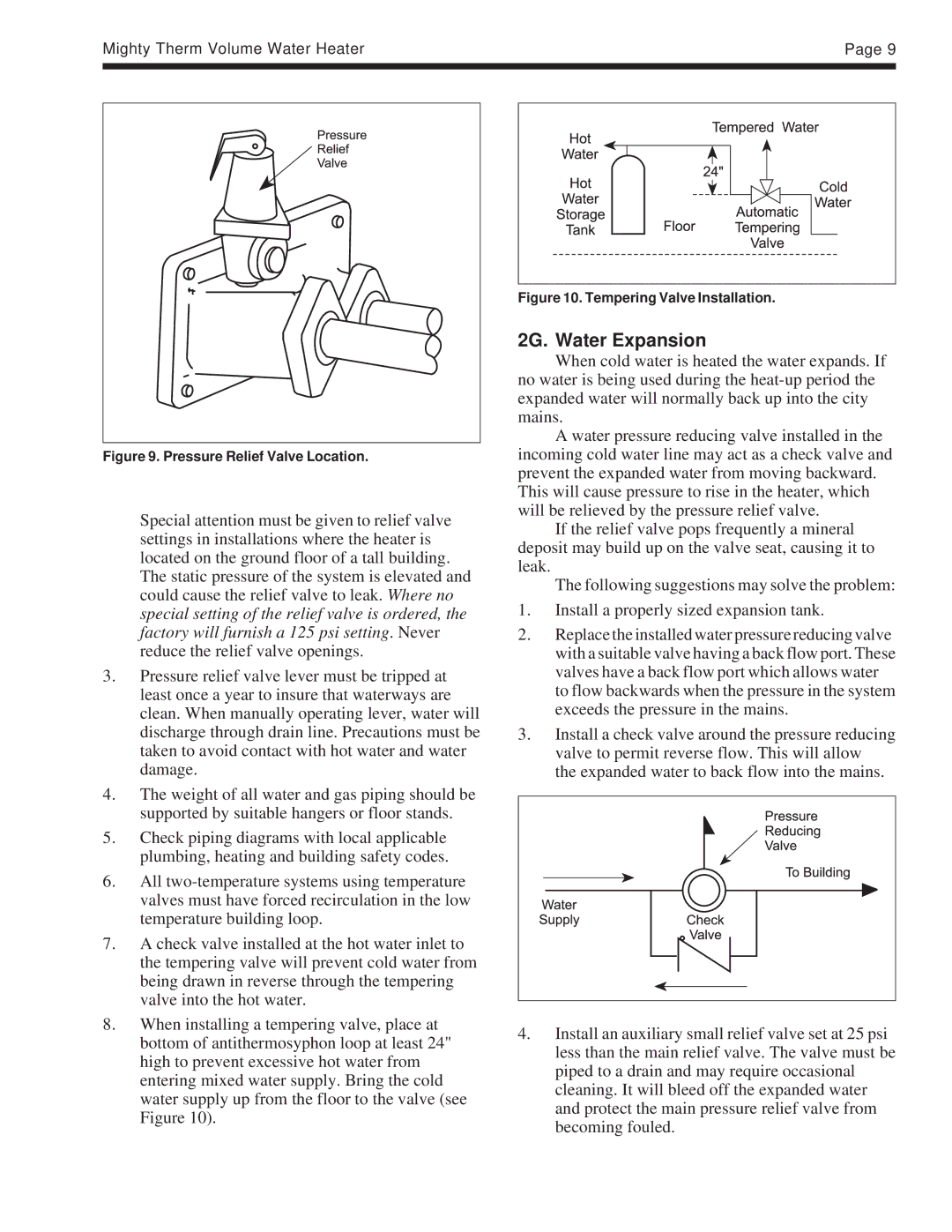 Laarsen Associates PW, IW, VW warranty 2G. Water Expansion, Pressure Relief Valve Location 