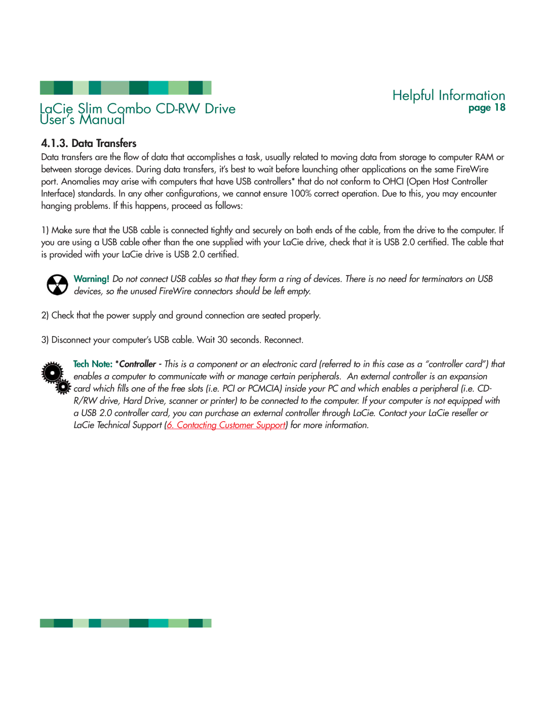 LaCie 1038 manual Data Transfers 