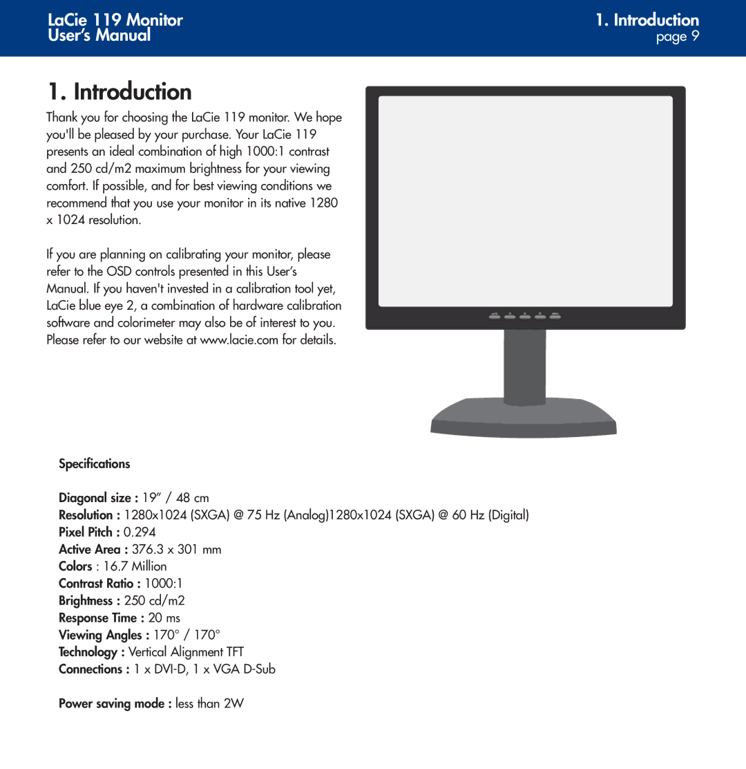 LaCie 119 user manual Introduction 