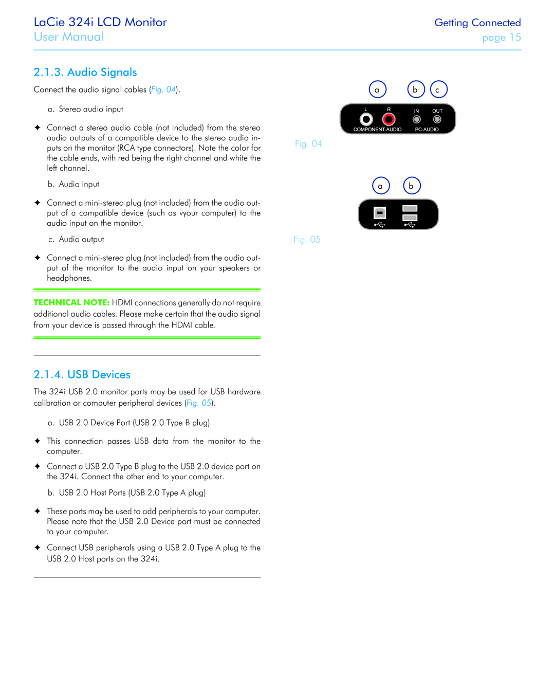 LaCie 131082, 131081, 324I user manual Audio Signals, USB Devices 