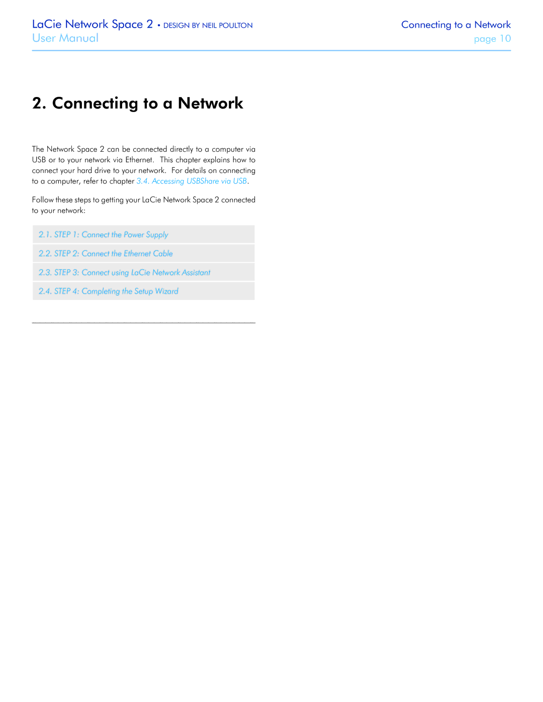 LaCie 2 user manual Connecting to a Network 