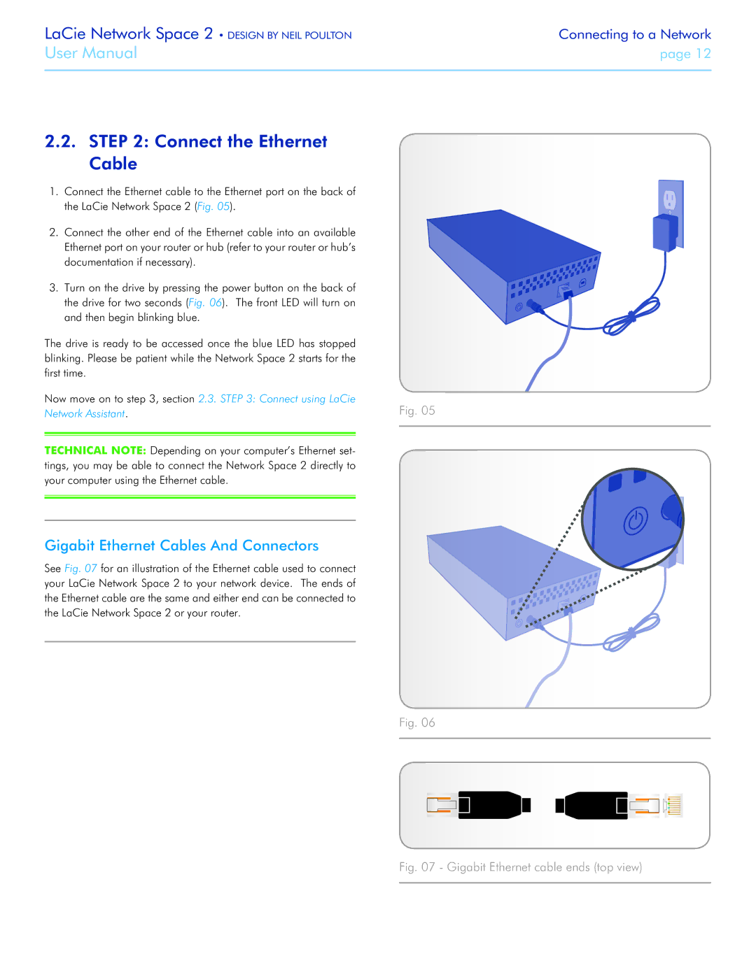 LaCie 2 user manual Connect the Ethernet Cable, Gigabit Ethernet Cables And Connectors 