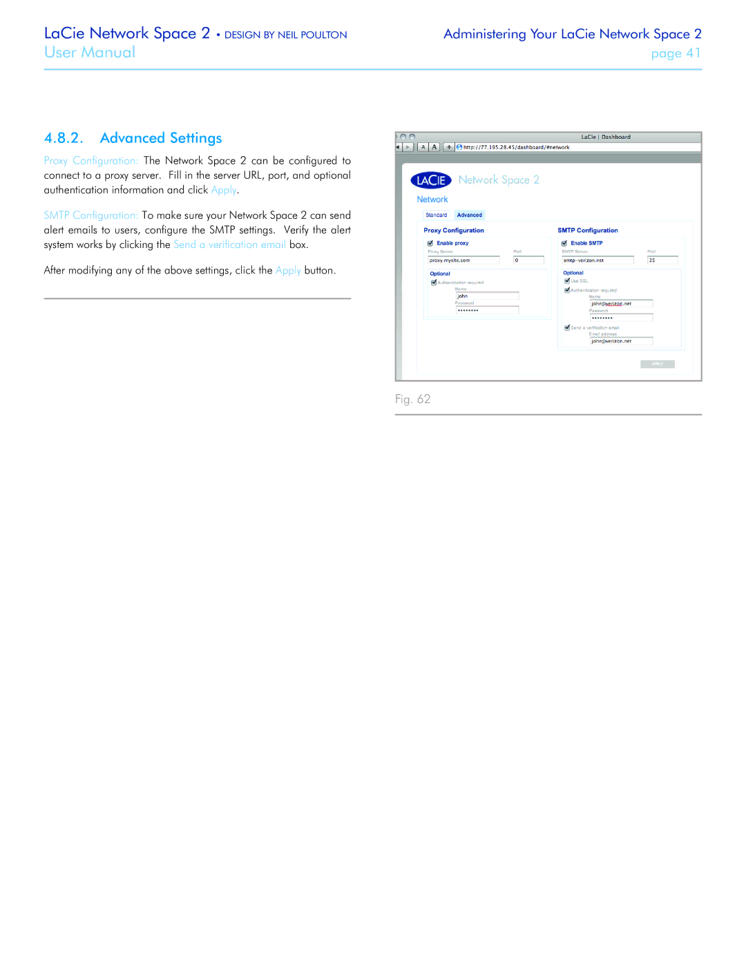 LaCie 2 user manual Advanced Settings 