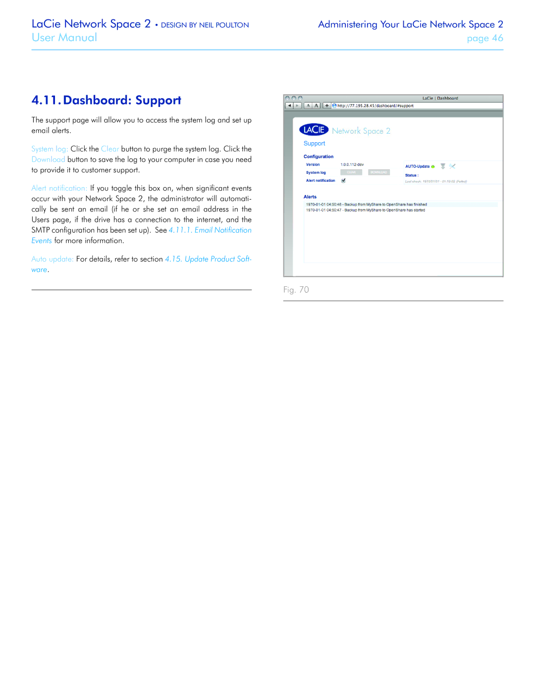 LaCie 2 user manual Dashboard Support 