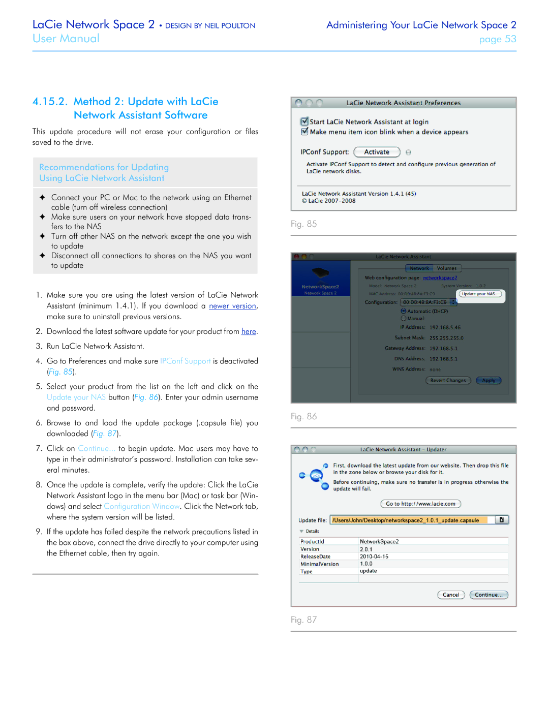 LaCie Method 2 Update with LaCie Network Assistant Software, Recommendations for Updating Using LaCie Network Assistant 