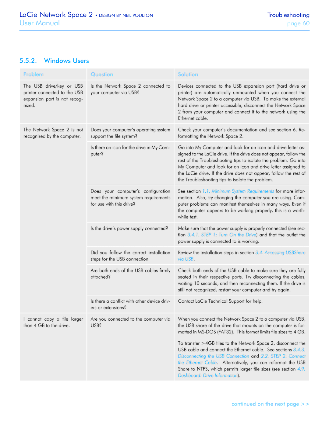 LaCie 2 user manual Windows Users 