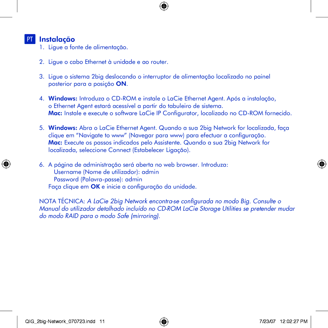 LaCie 2big network manual PT Instalação 