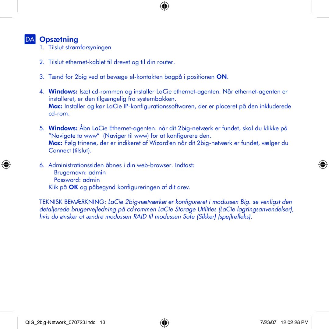 LaCie 2big network manual DA Opsætning 