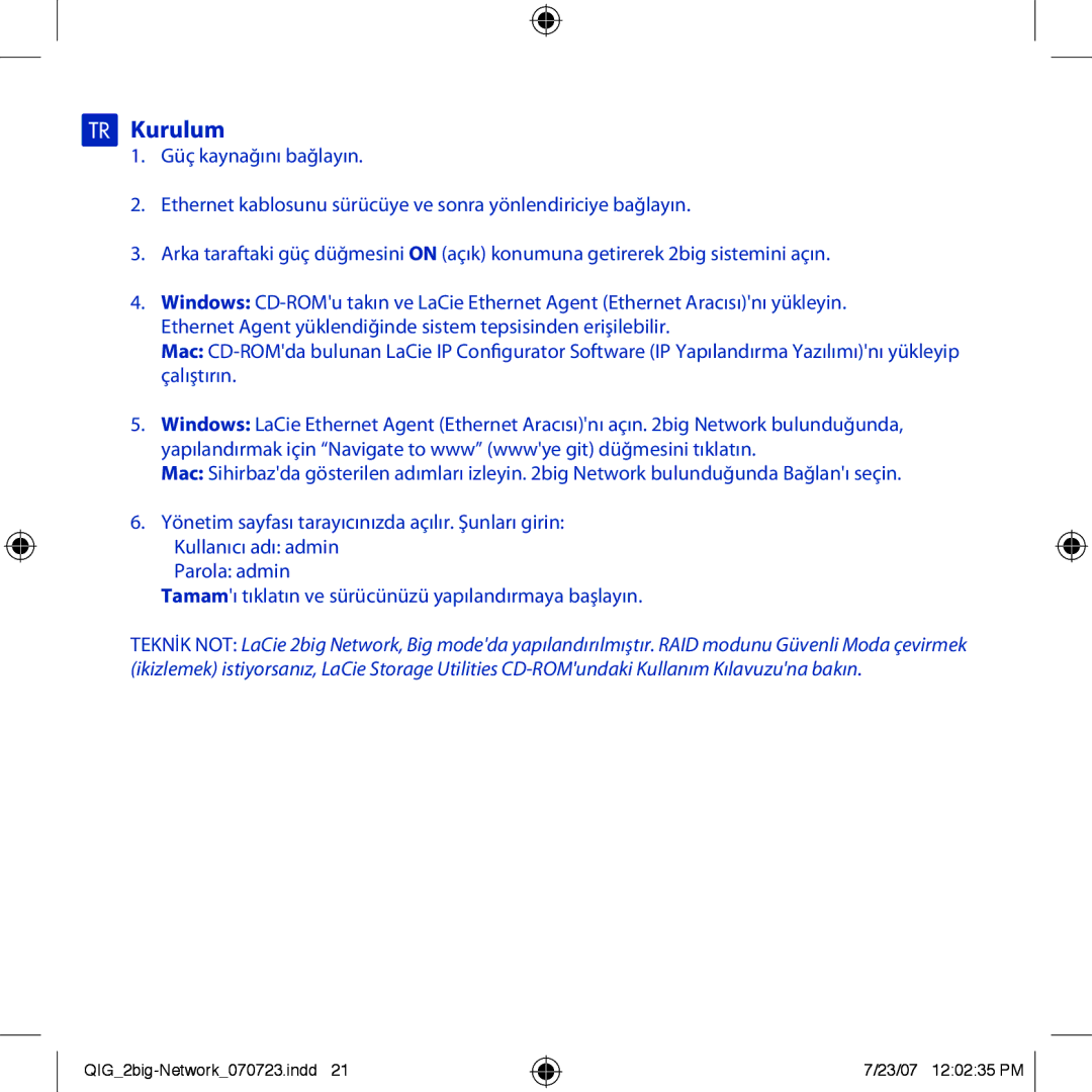 LaCie 2big network manual TR Kurulum 