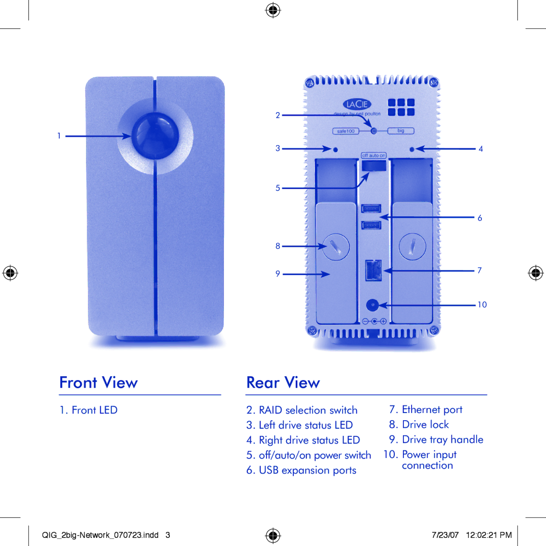 LaCie 2big network manual Front View Rear View 