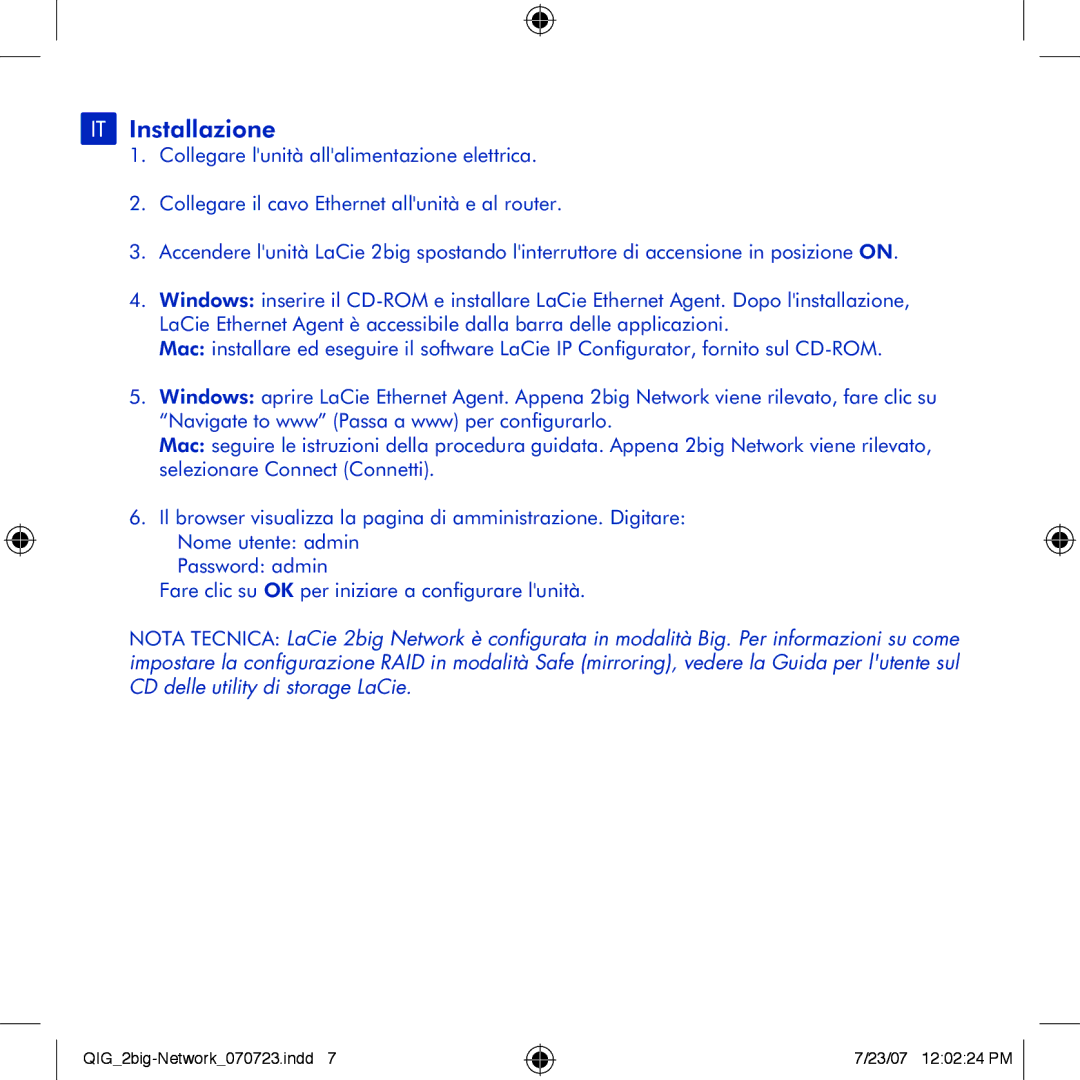 LaCie 2big network manual IT Installazione 