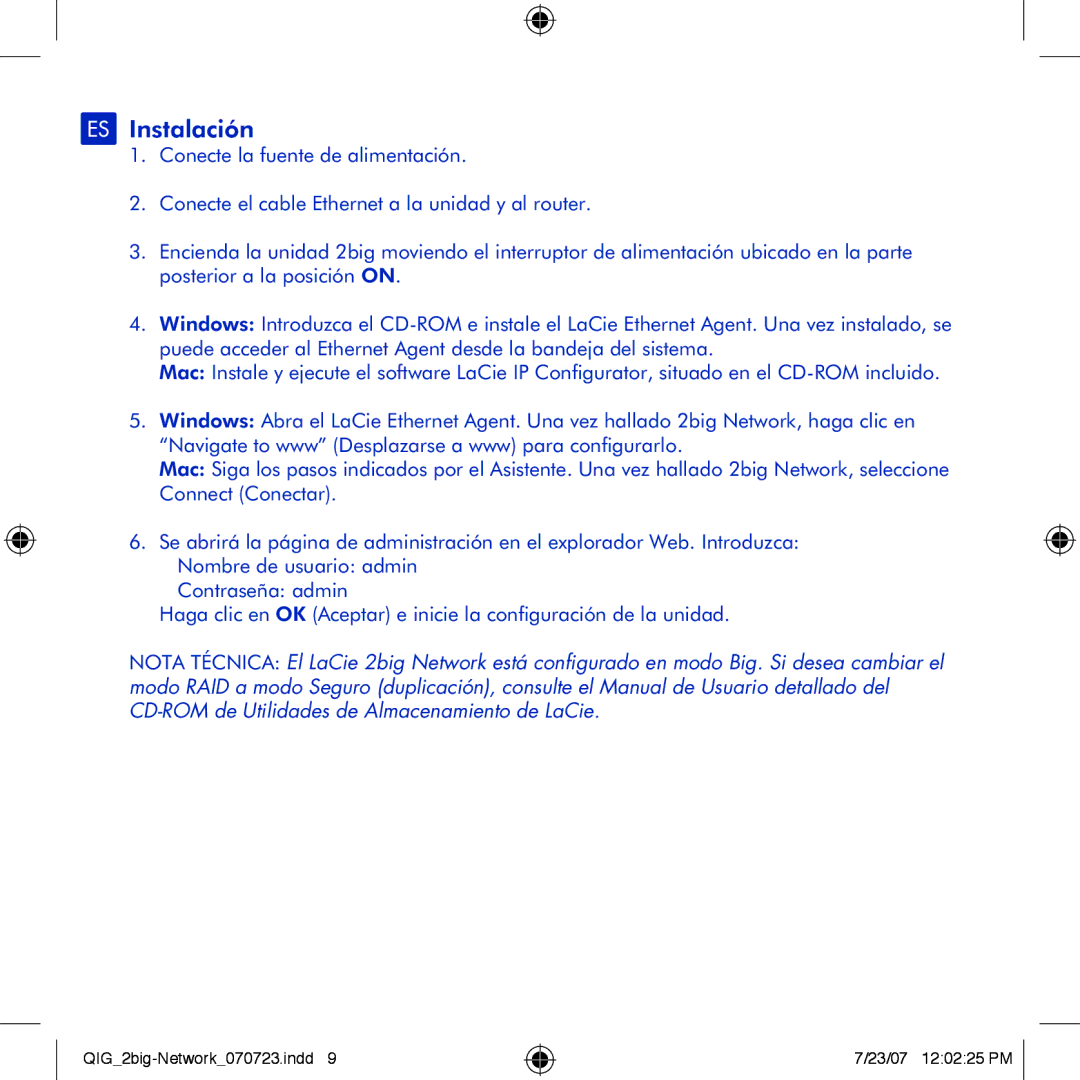 LaCie 2big network manual ES Instalación 