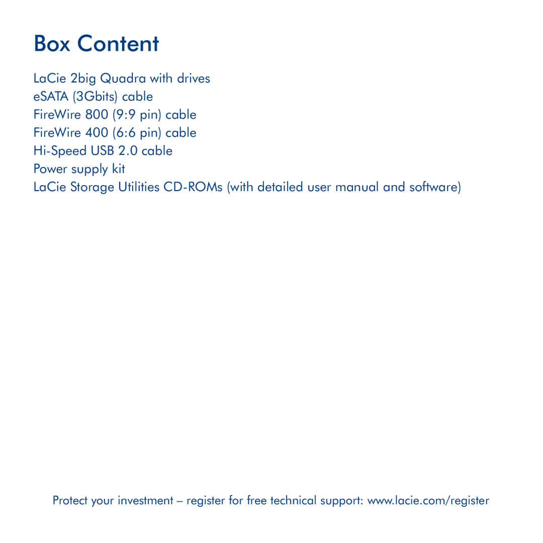 LaCie 2big Quadra manual Box Content 