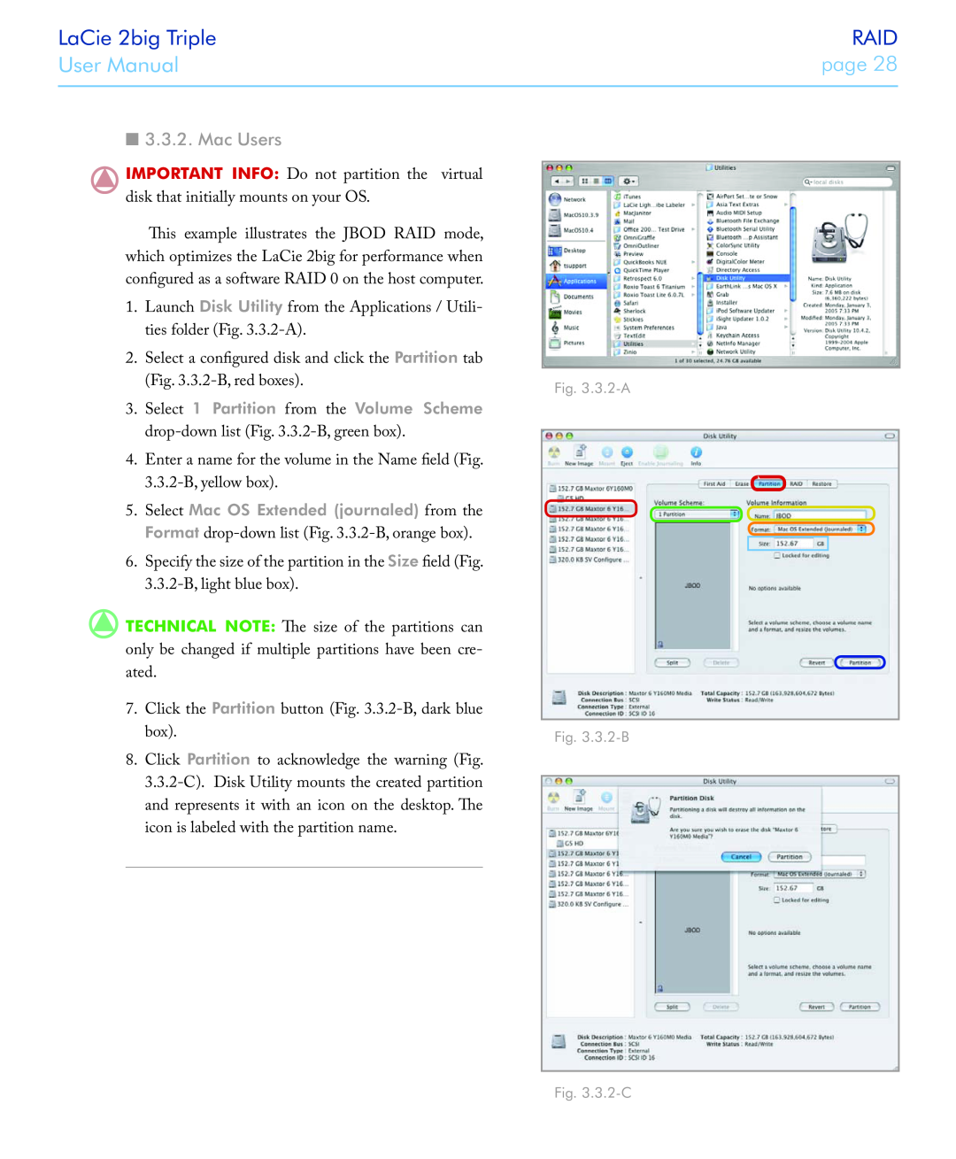 LaCie 2big triple manual Mac Users, Select Mac OS Extended journaled from the, LaCie 2big Triple, Raid, User Manual, page 