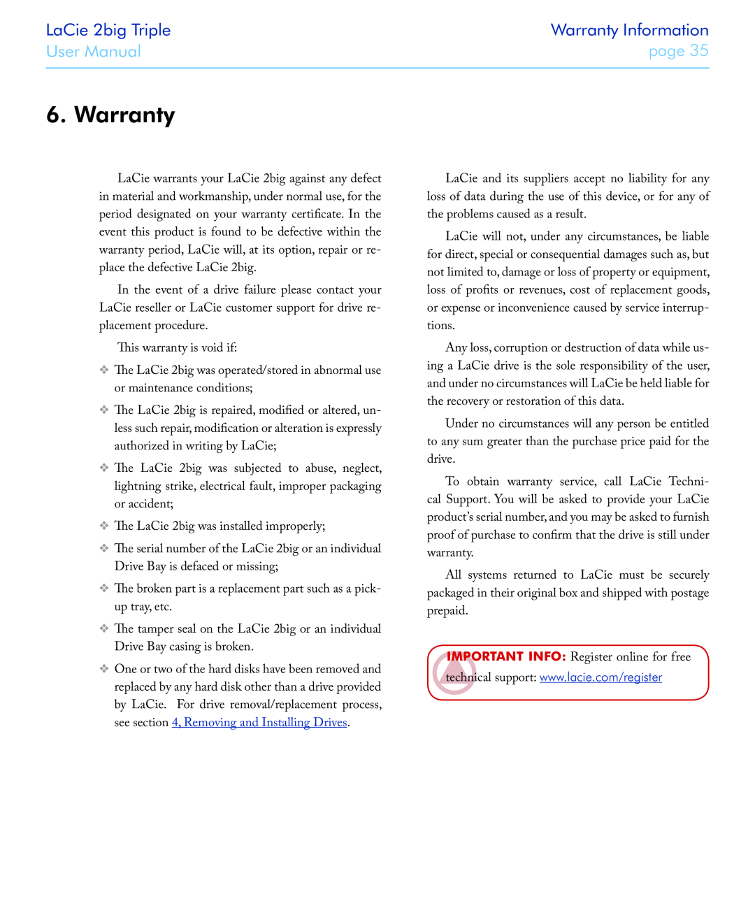 LaCie 2big triple manual Warranty Information, LaCie 2big Triple, User Manual, page 