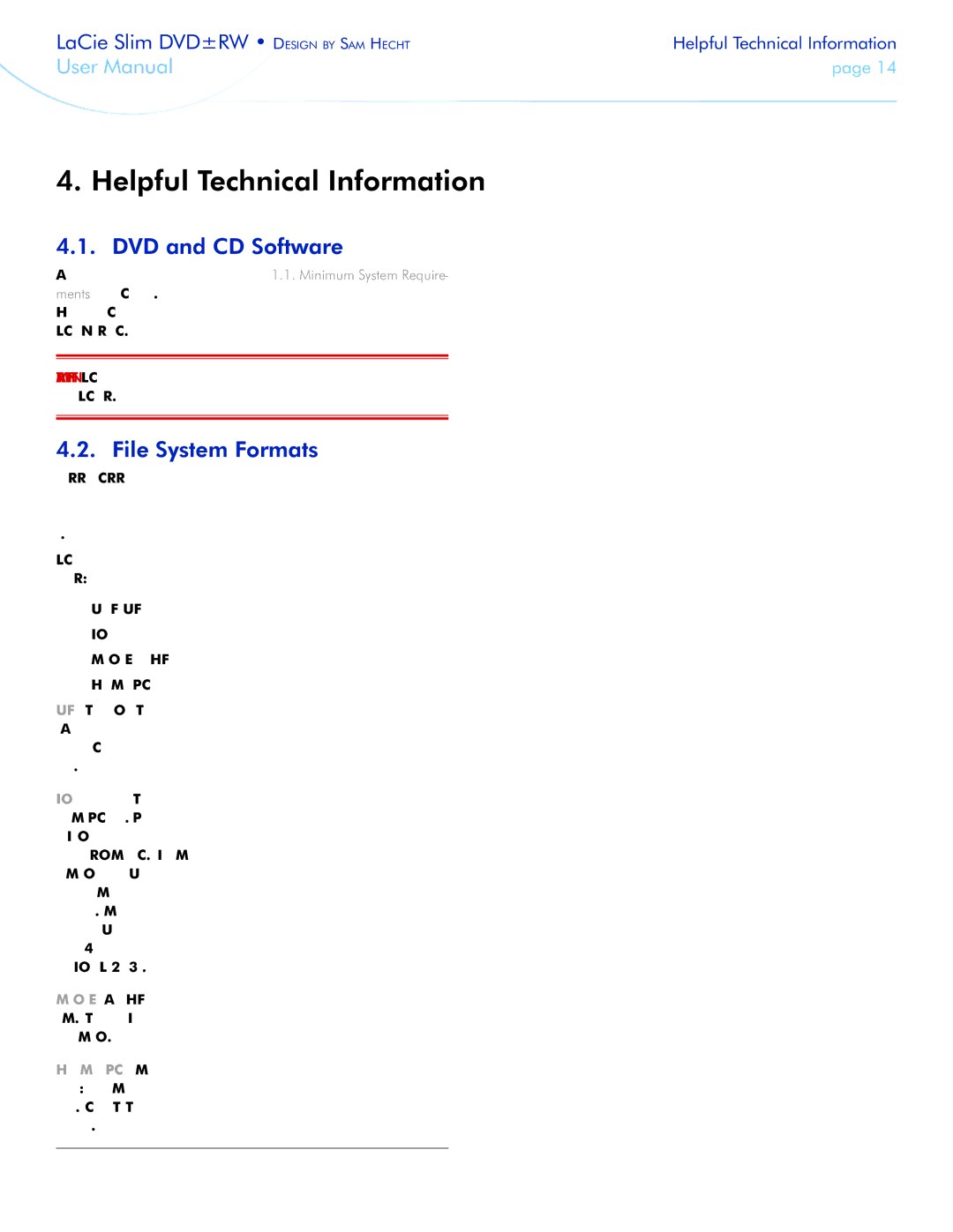 LaCie 301910 user manual Helpful Technical Information, DVD and CD Software, File System Formats 