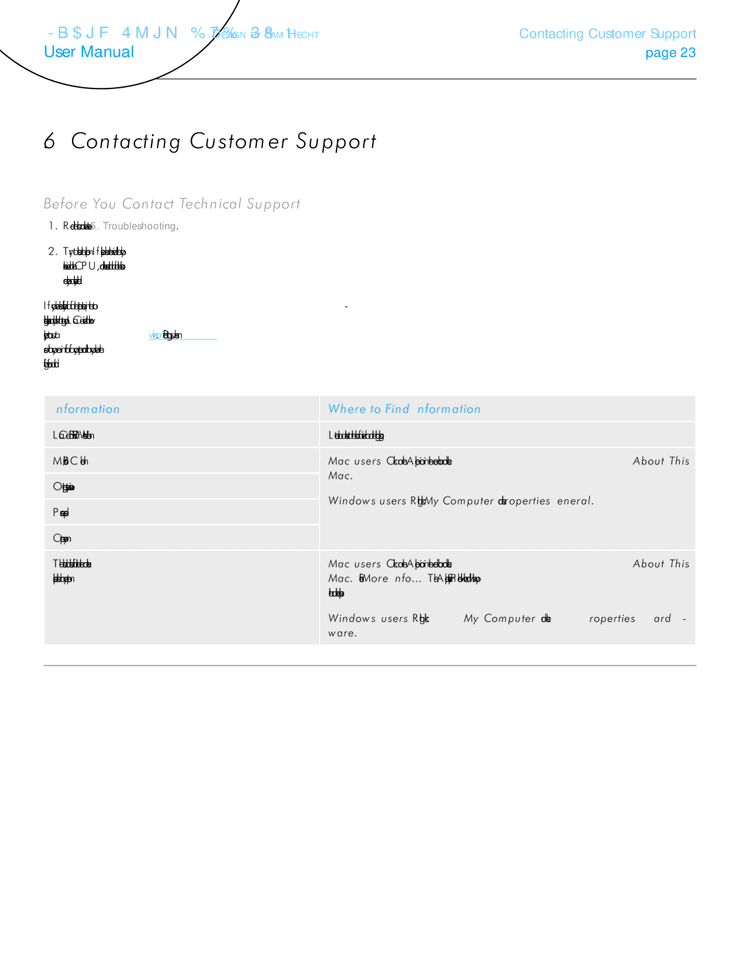 LaCie 301910 Contacting Customer Support, Before You Contact Technical Support, Information Where to Find Information 