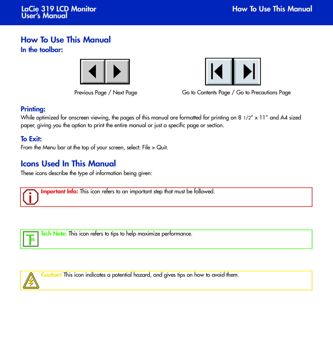 LaCie 319 user manual How To Use This Manual 