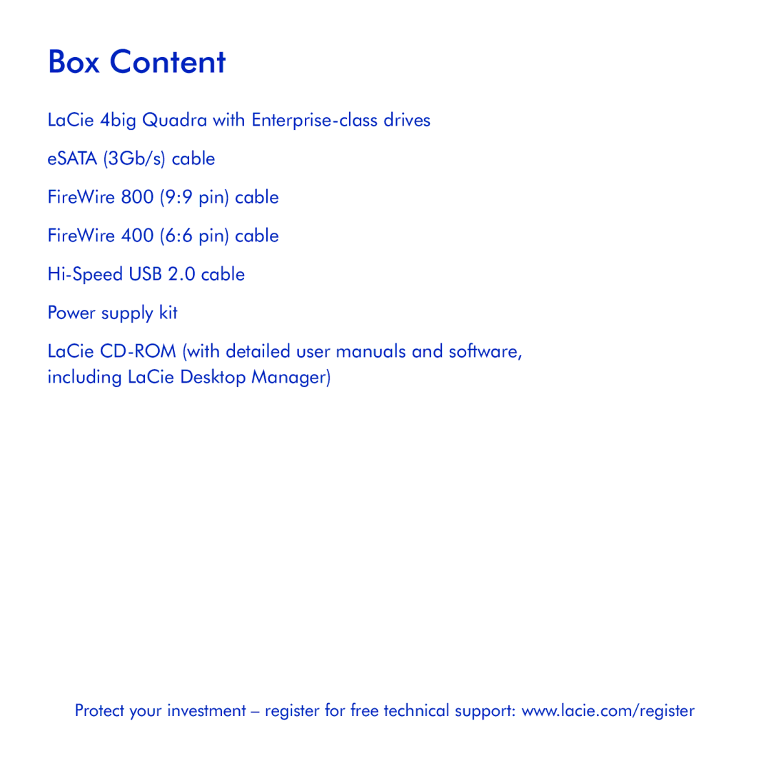 LaCie 4big Quadra manual Box Content 