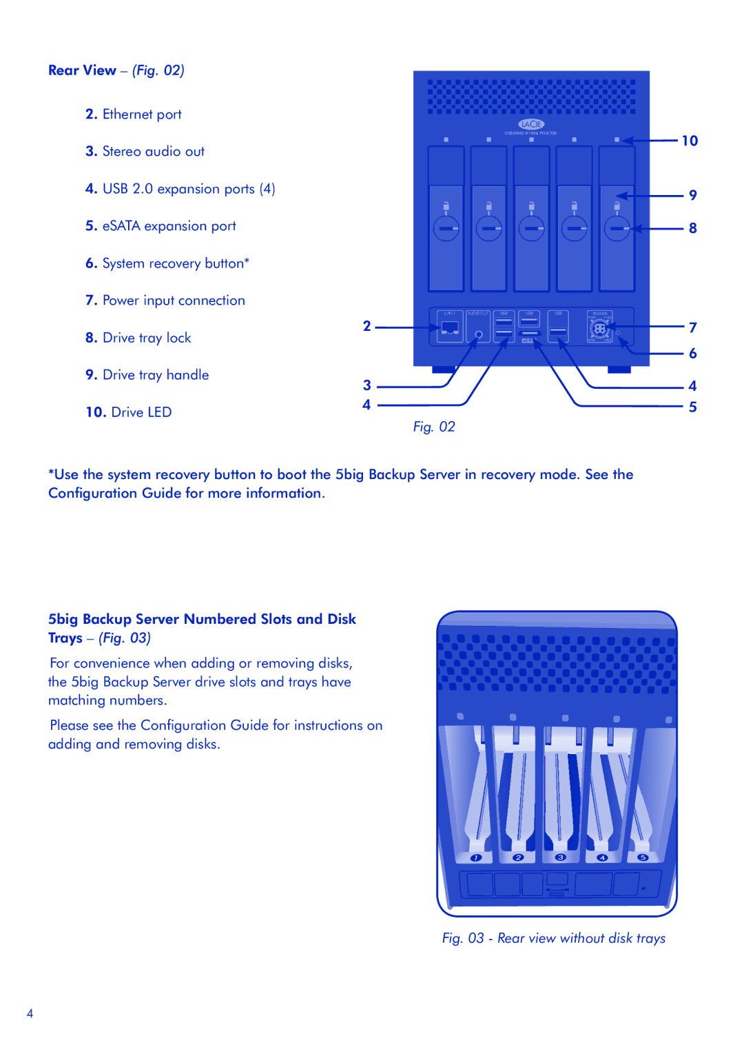 LaCie 5big Backup Server quick start Rear view without disk trays 