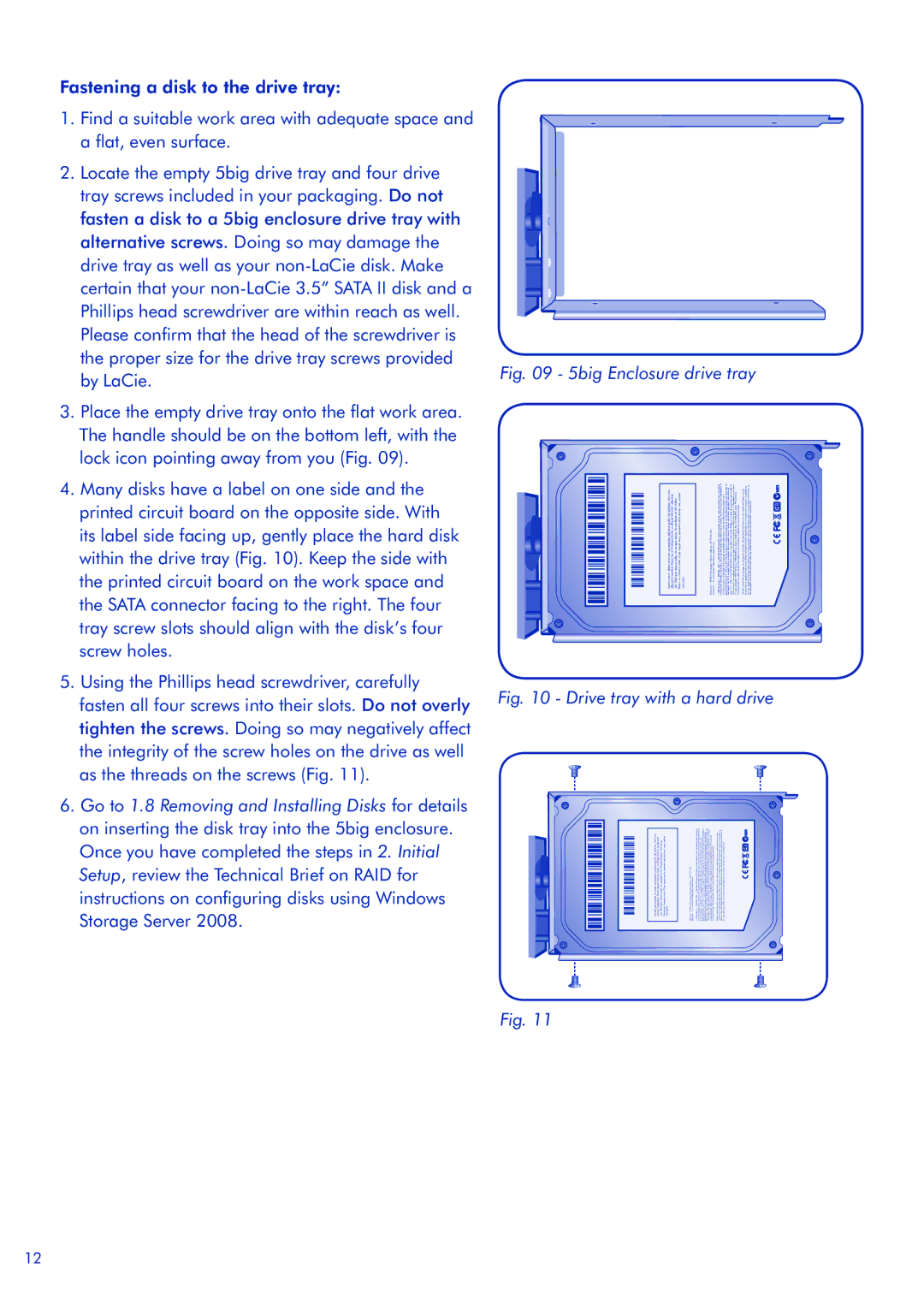LaCie 5big Storage Server quick start 5big Enclosure drive tray 