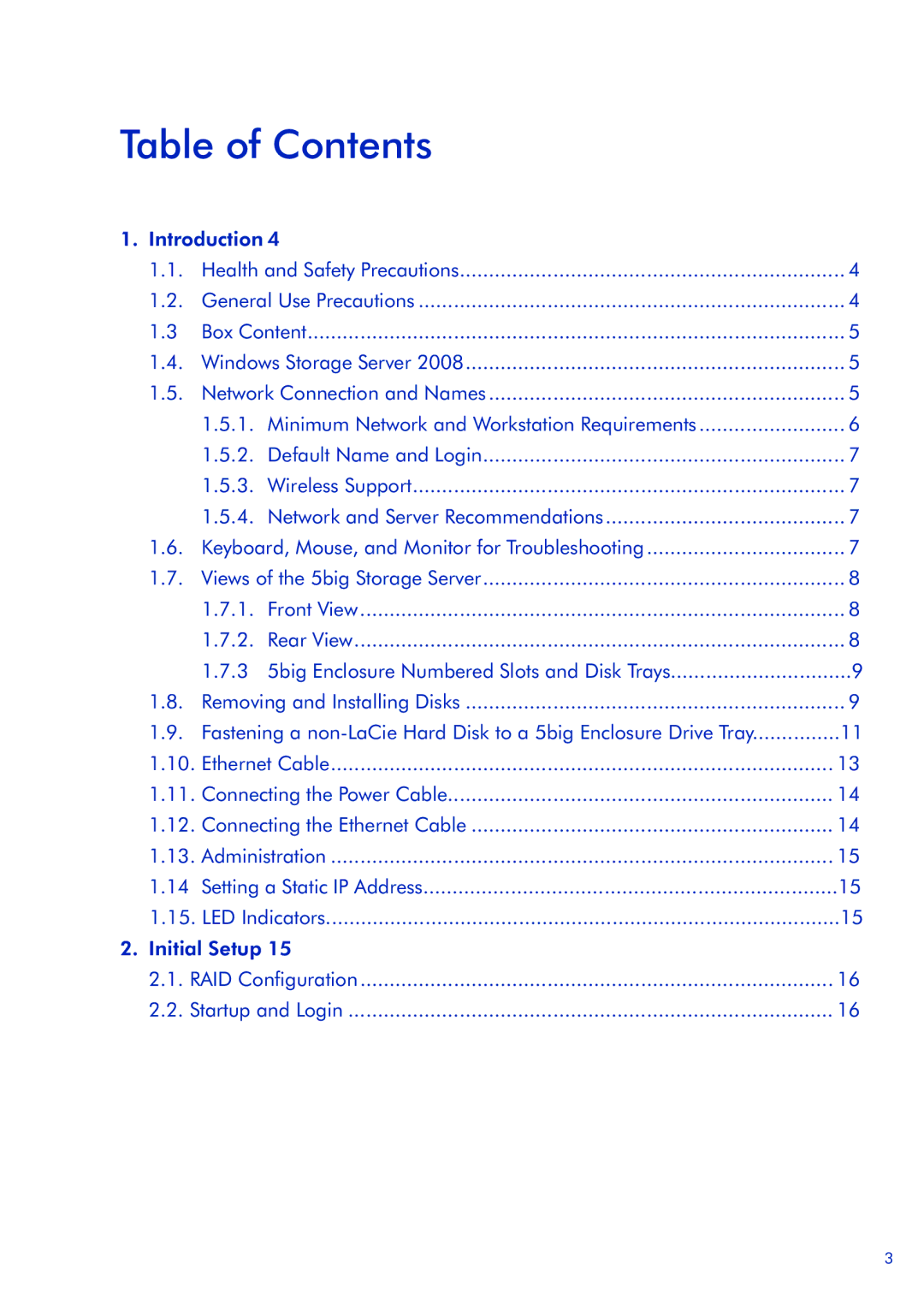 LaCie 5big Storage Server quick start Table of Contents 