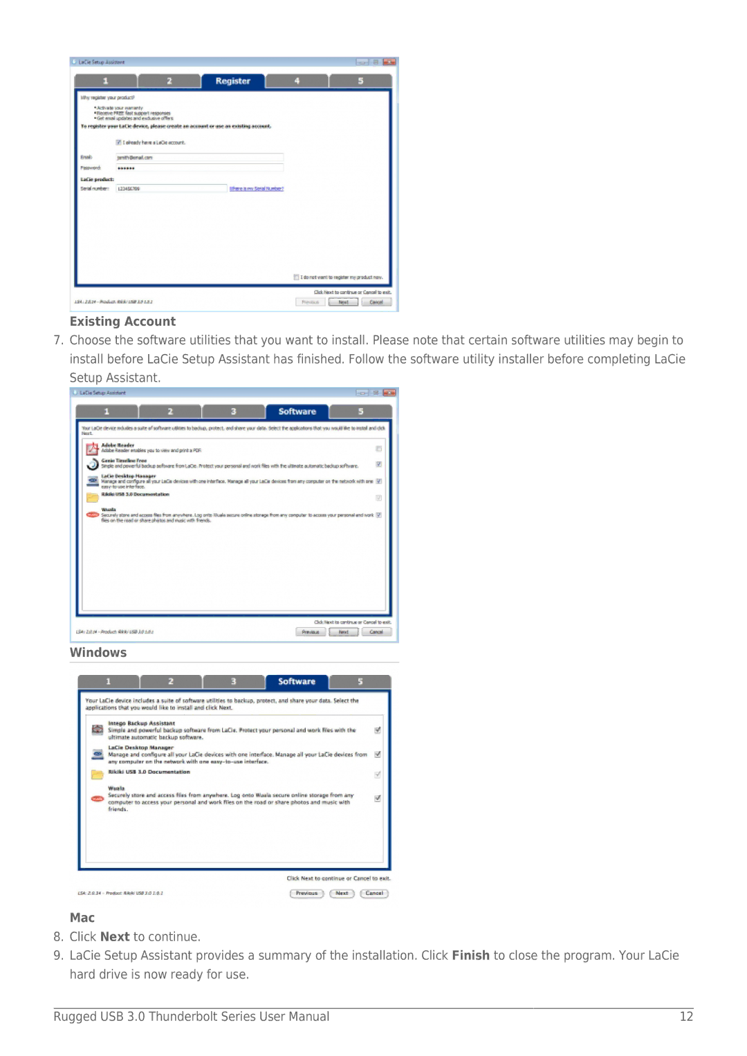 LaCie 9000291 user manual Existing Account 