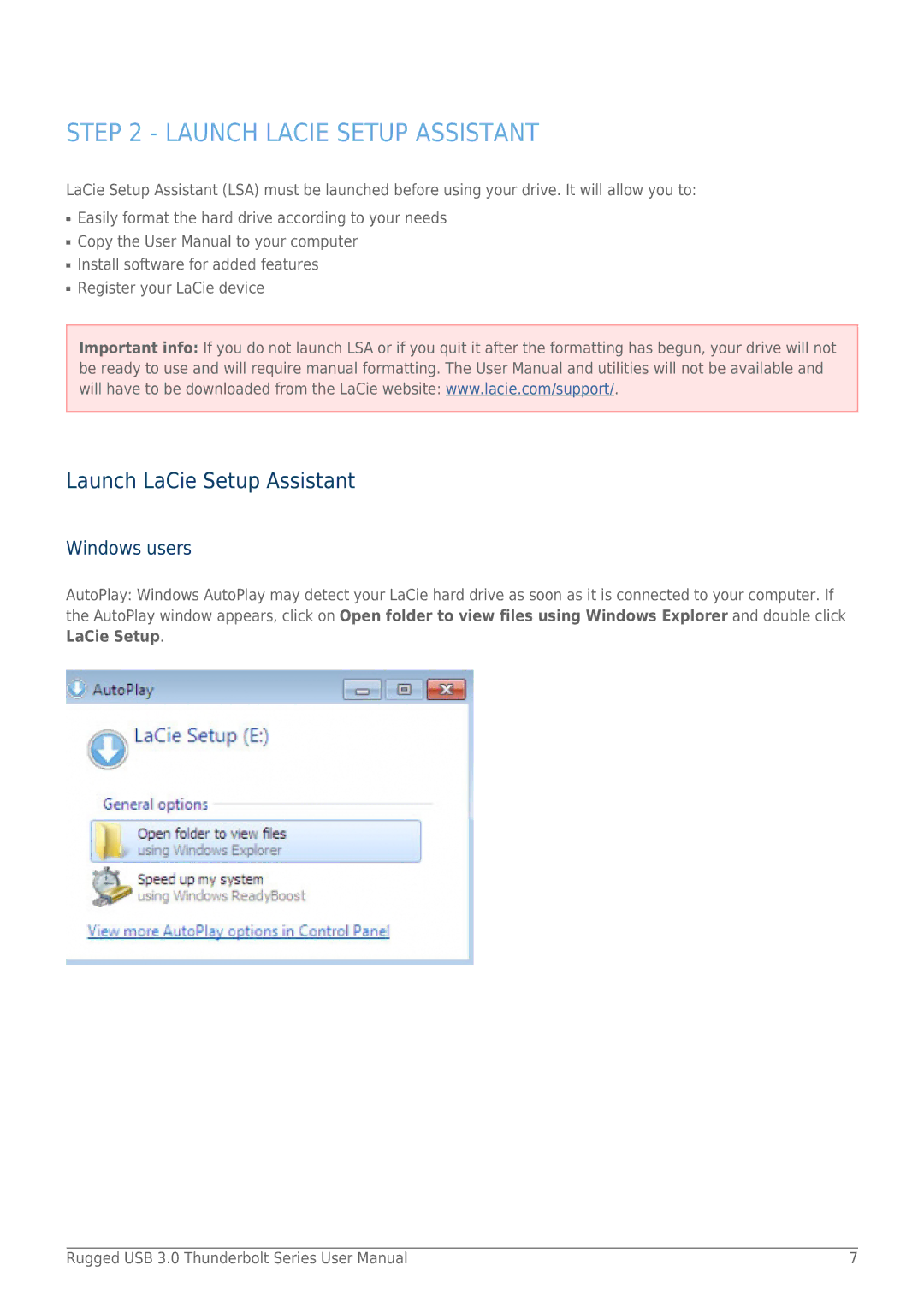 LaCie 9000291 user manual Launch Lacie Setup Assistant, Launch LaCie Setup Assistant 