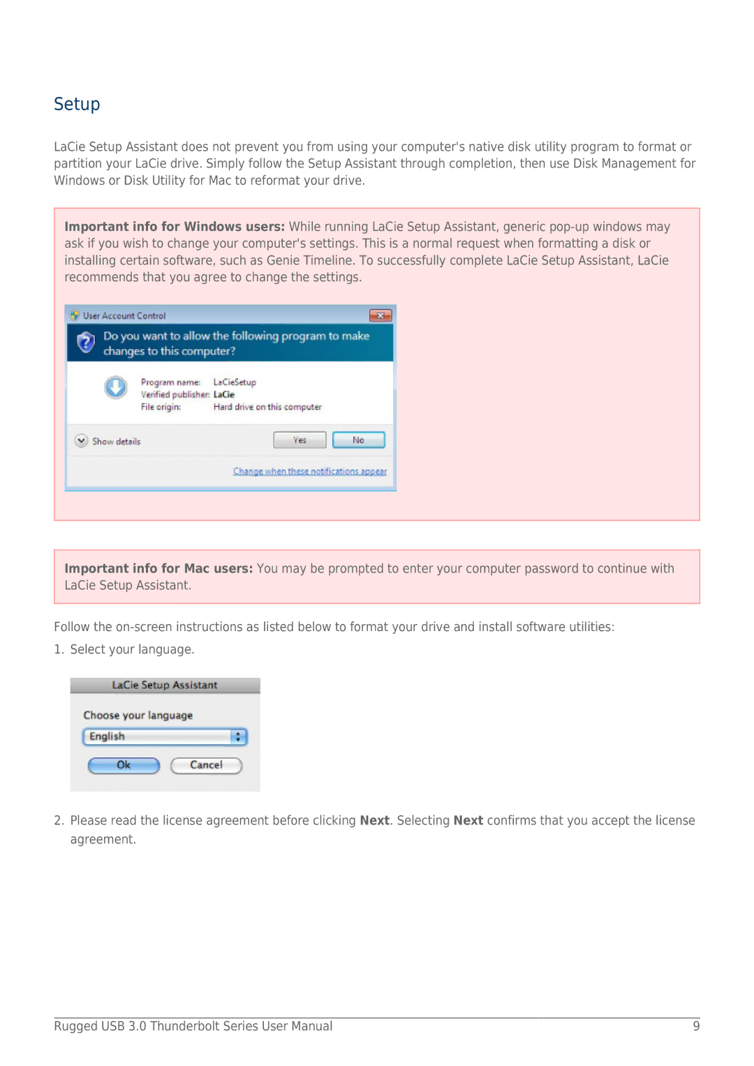 LaCie 9000291 user manual Setup 