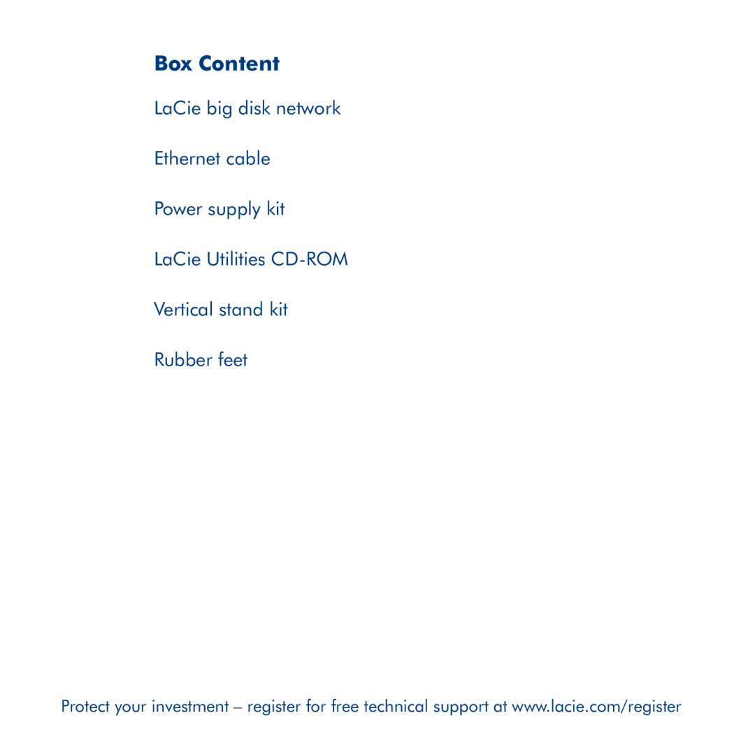 LaCie Big Disk Network manual Box Content 