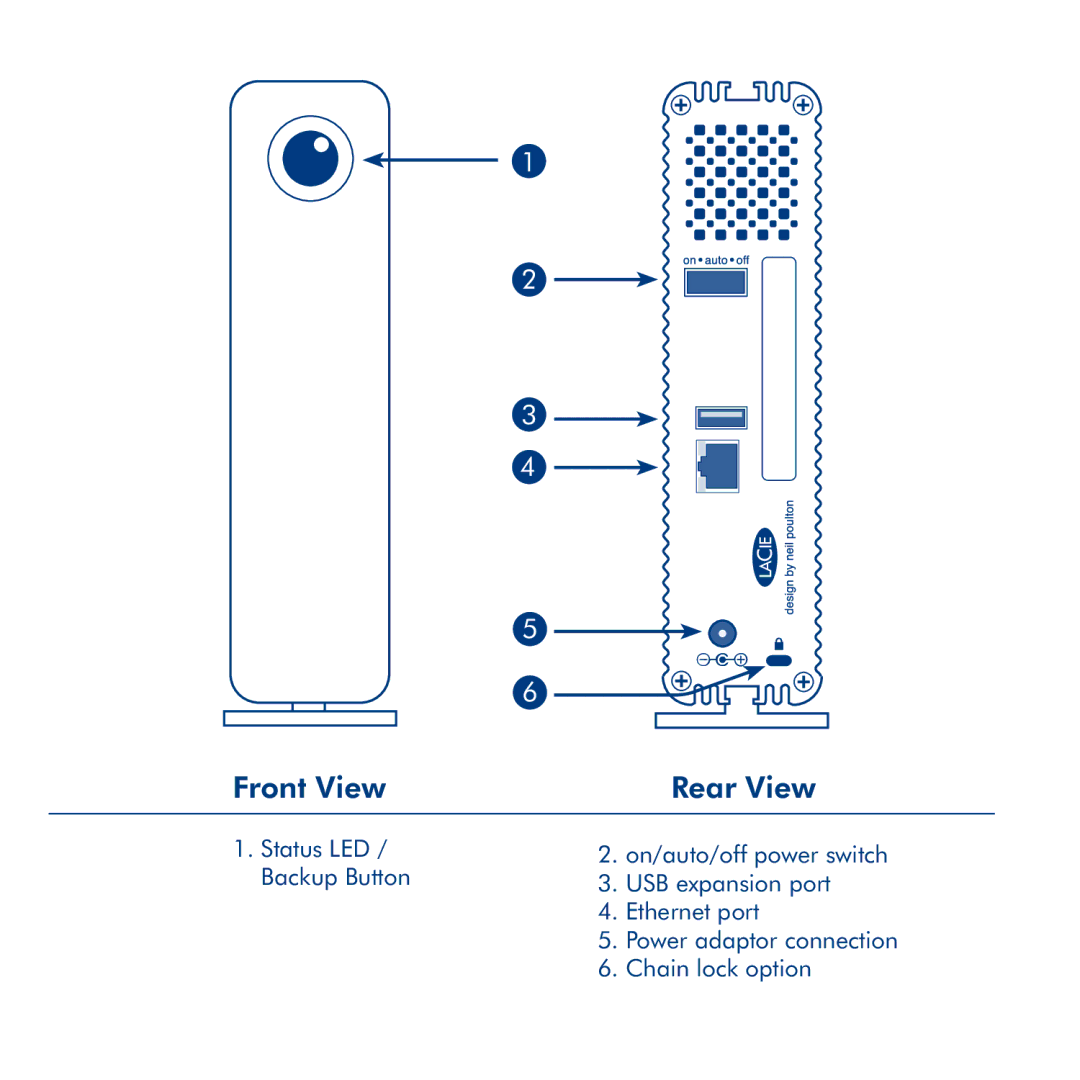 LaCie Big Disk Network manual Front View Rear View 