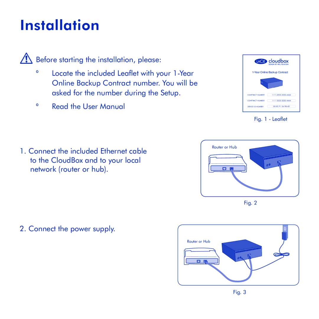 LaCie CloudBox manual Installation 