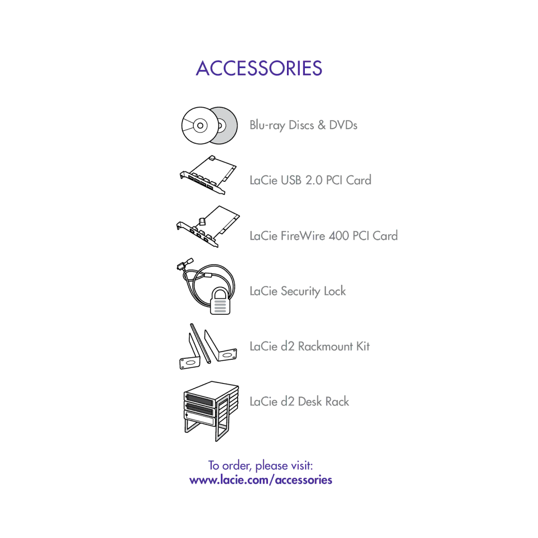 LaCie d2 Blu-ray manual Accessories 