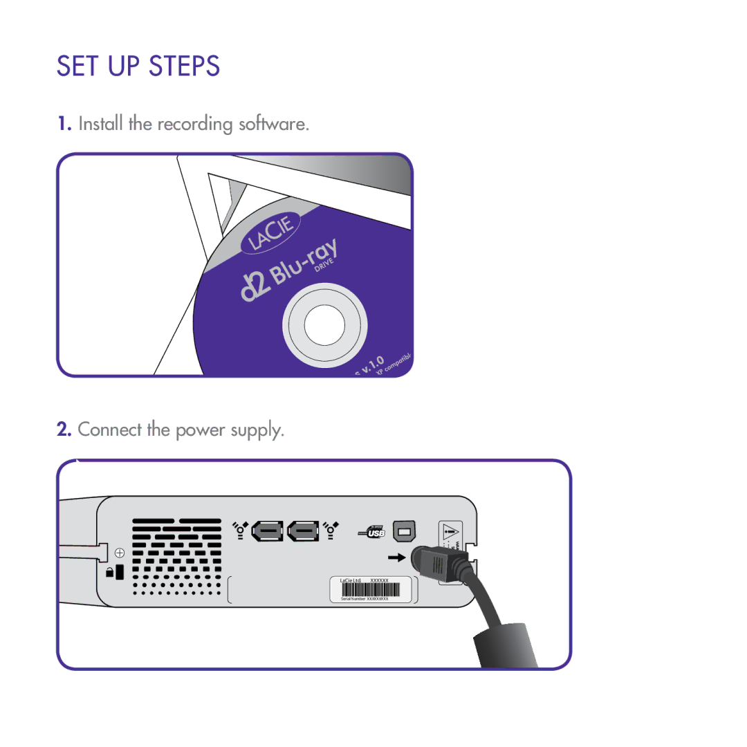 LaCie d2 Blu-ray manual Set up steps 