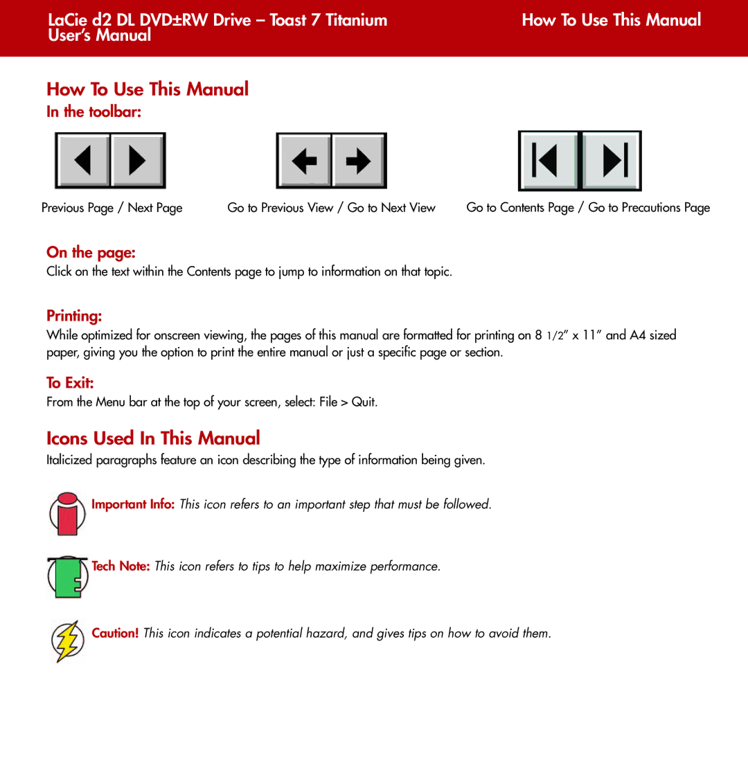 LaCie d2 user manual How To Use This Manual 