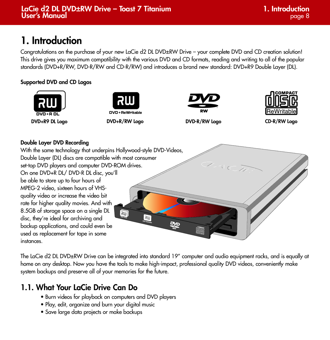 LaCie d2 user manual Introduction, What Your LaCie Drive Can Do 