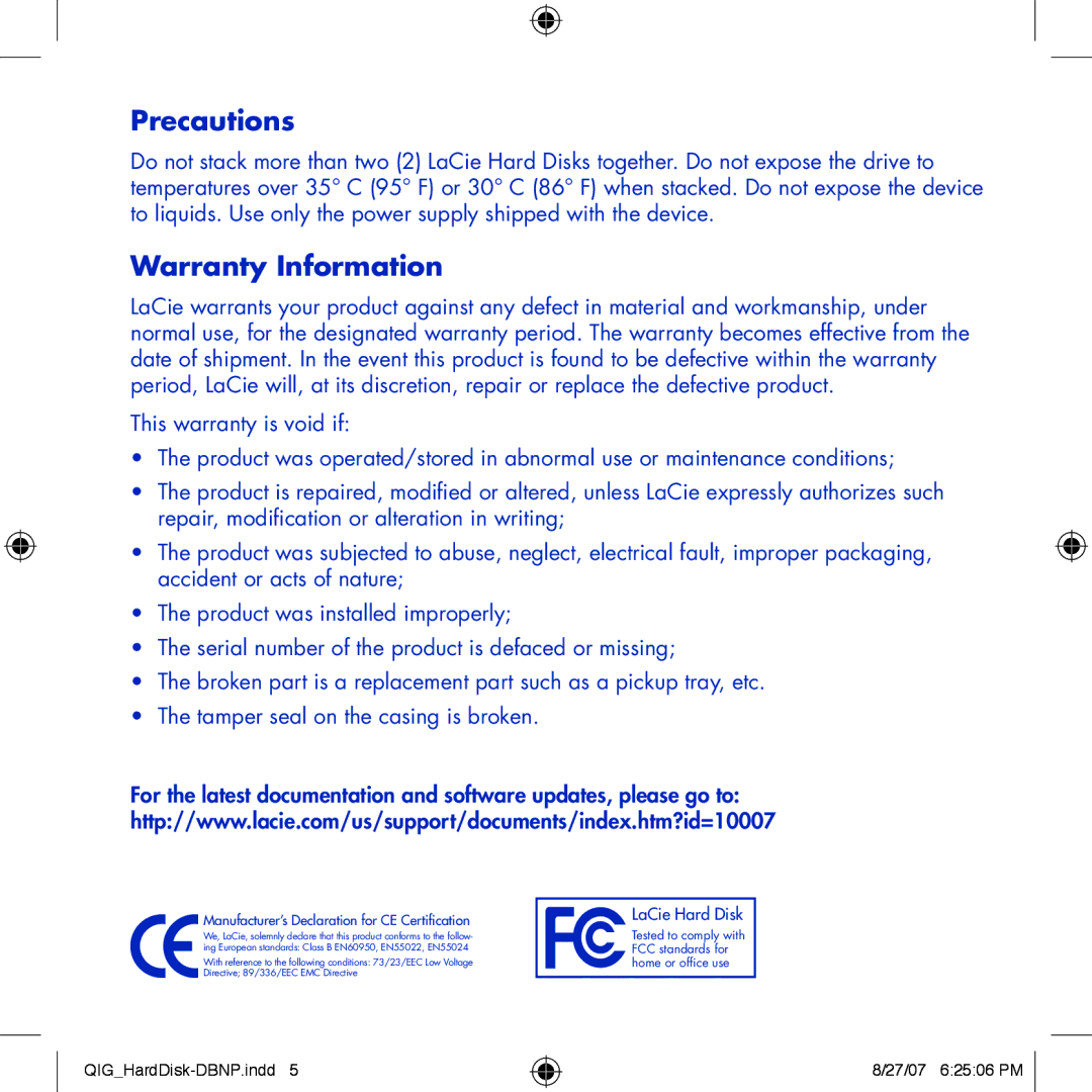 LaCie Design By Neil Poulton manual Precautions 