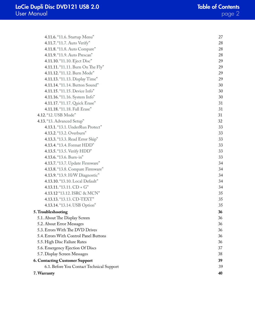 LaCie DVD121 user manual Contacting Customer Support 