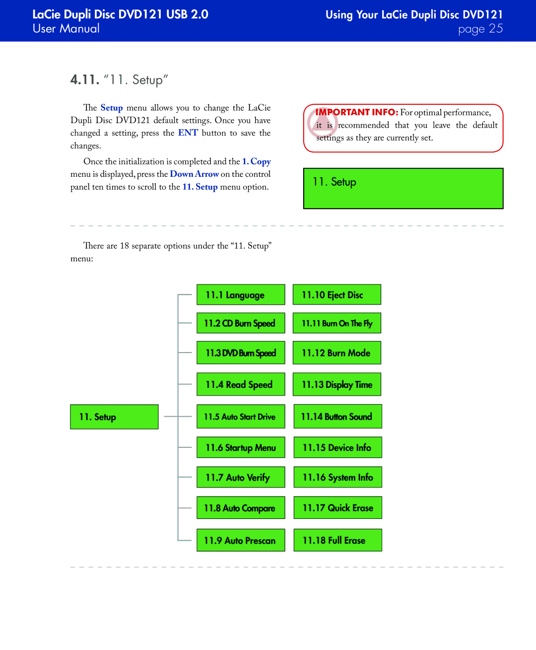 LaCie DVD121 user manual Setup 