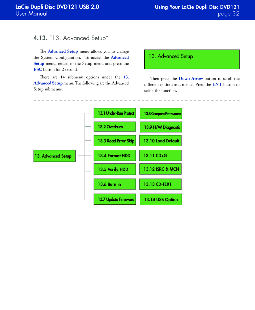 LaCie DVD121 user manual Advanced Setup 