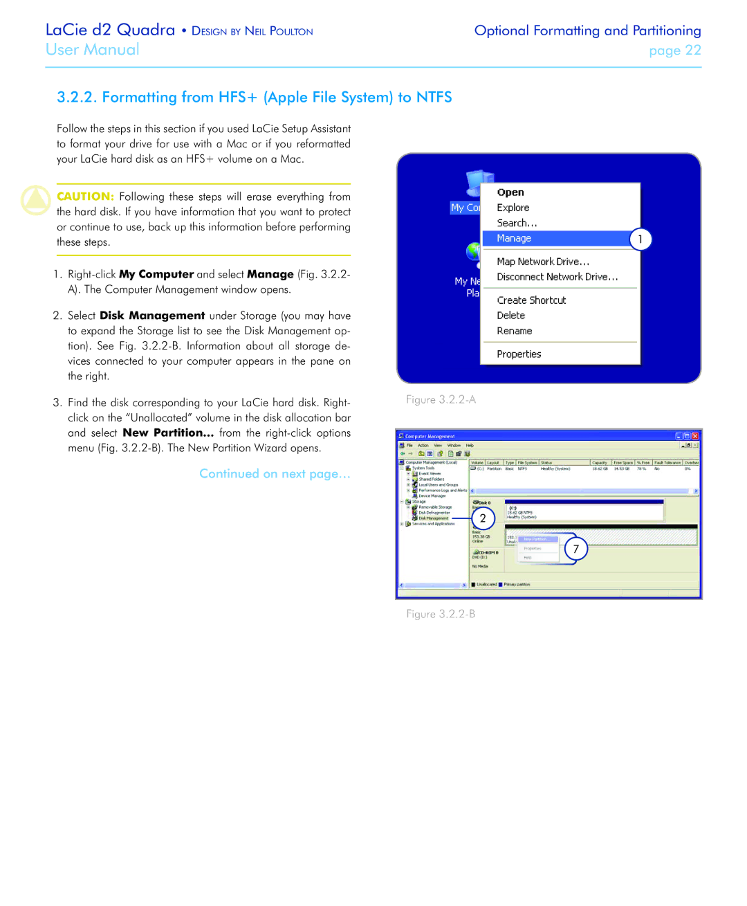 LaCie FireWire 800 user manual Formatting from HFS+ Apple File System to Ntfs, 2-A 