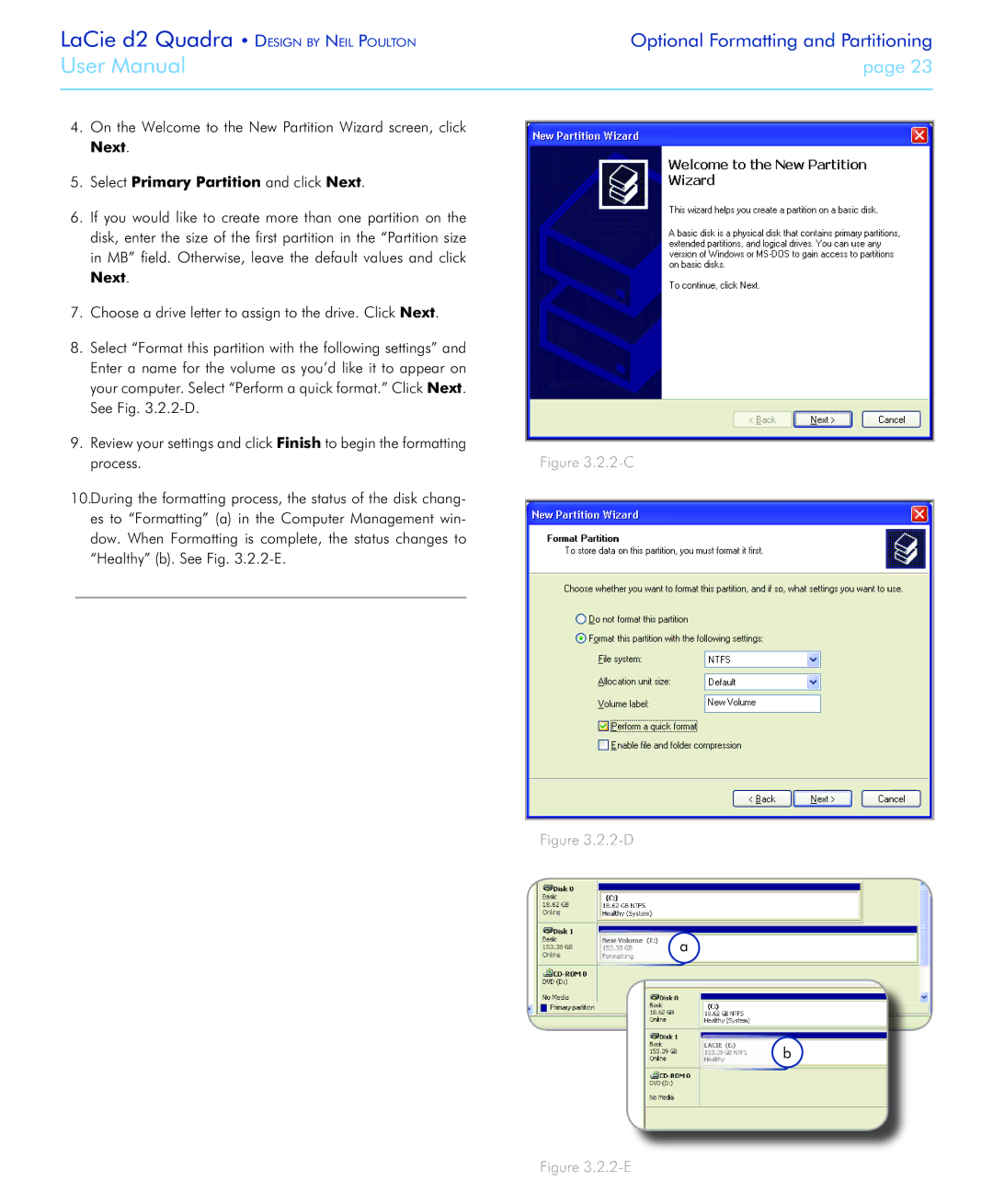 LaCie FireWire 800 user manual Select Primary Partition and click Next, 2-C 