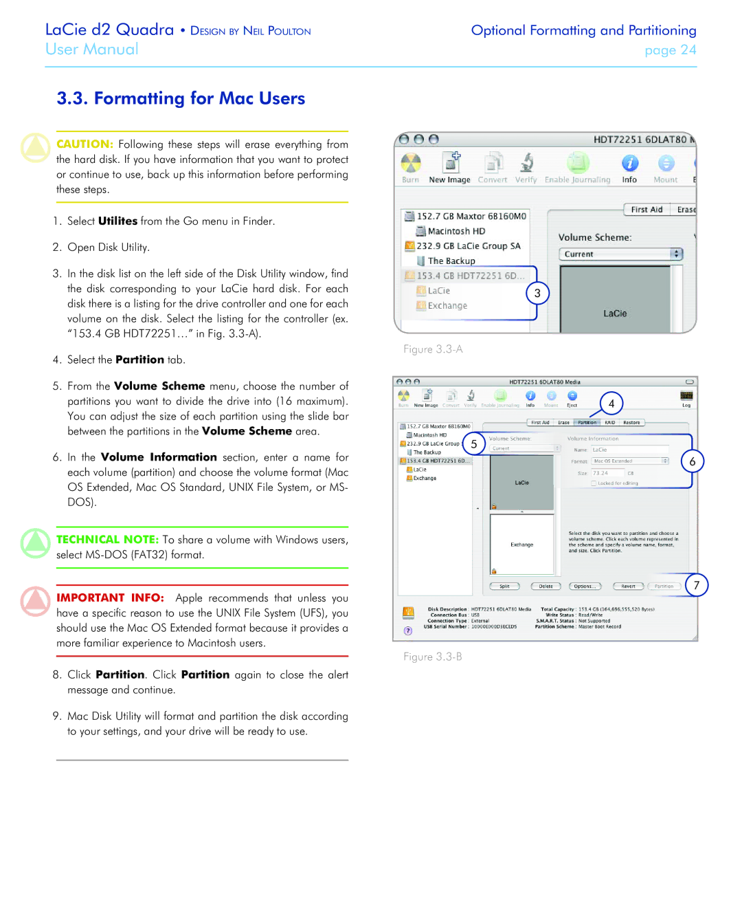 LaCie FireWire 800 user manual Formatting for Mac Users 