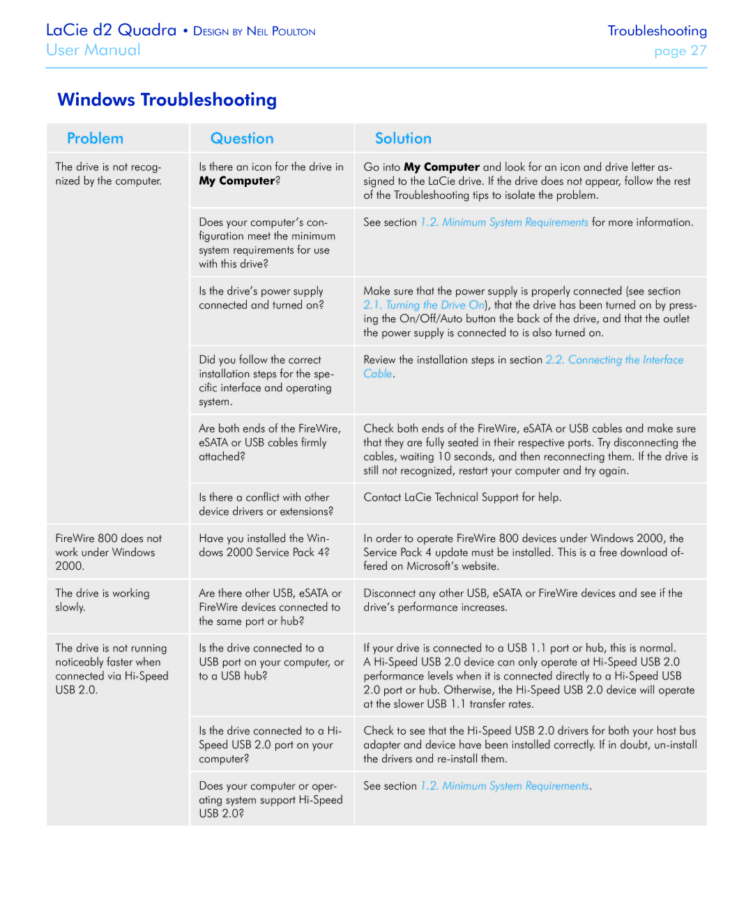 LaCie FireWire 800 user manual Windows Troubleshooting, My Computer ? 